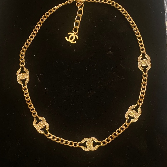Gold Chain CC Necklace with Logo Accents - Picture 1 of 4